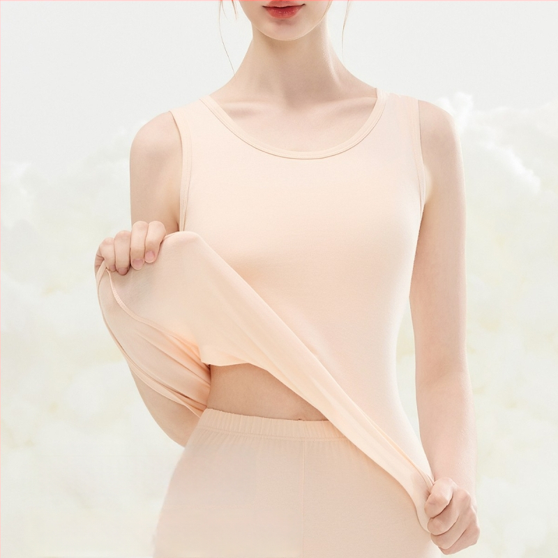 Moteriška medvilninė termovestė — apvali kaklo linija, pagrindinis sluoksnis arba tinkama nešiojimui laukei, 95–100% medvilnė, 201–250 g/m², vienos spalvos