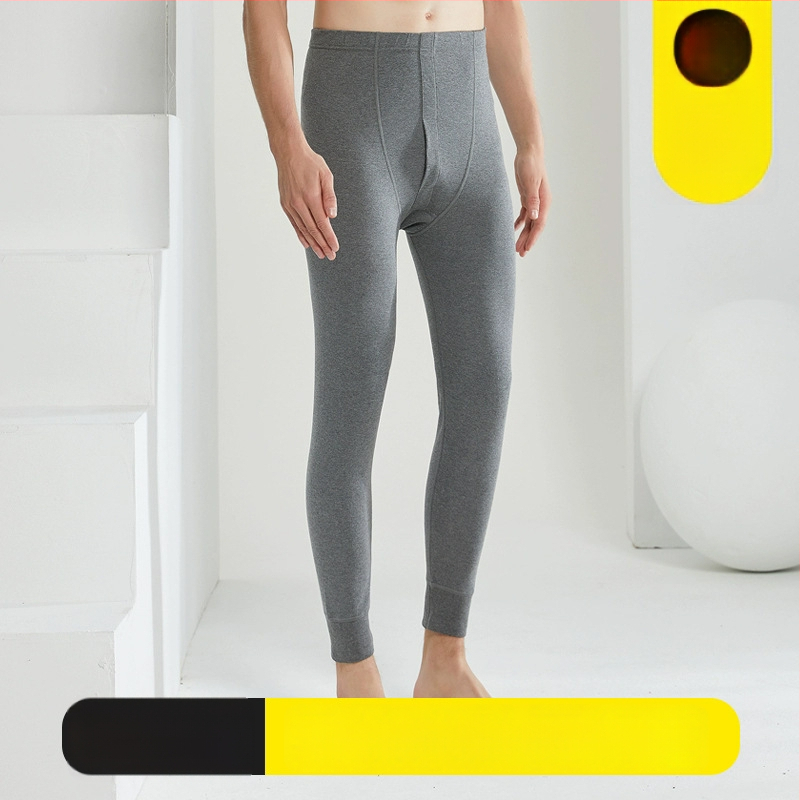 Férfi 100% pamutból készült termikus alsónadrág, fleece béléssel, karcsú szabás, meleg, vast anyag 201-250 g/m2