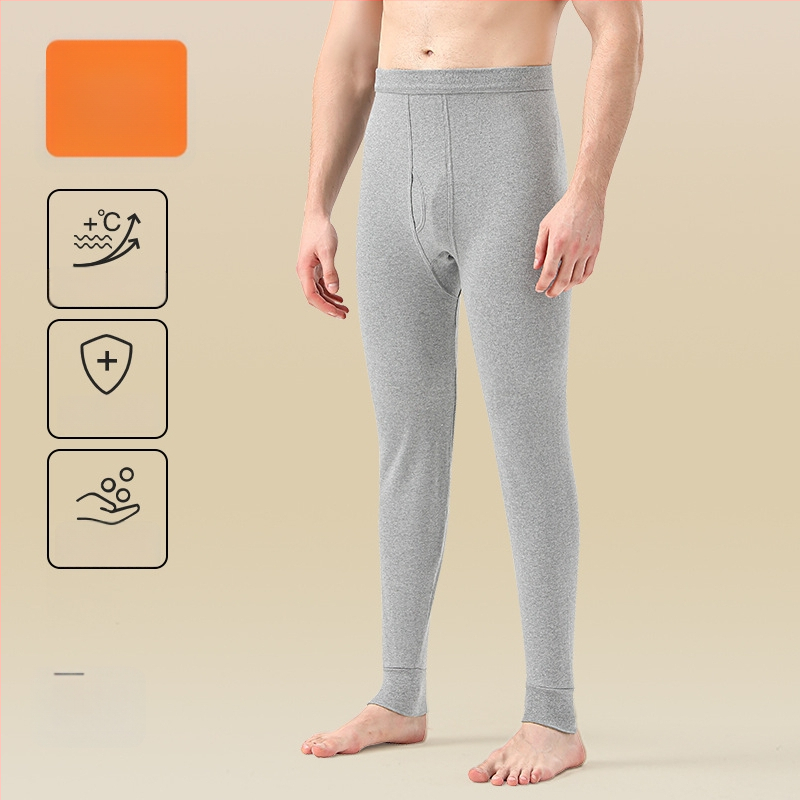 Férfi 100% pamutból készült termikus alsónadrág, fleece béléssel, karcsú szabás, meleg, vast anyag 201-250 g/m2