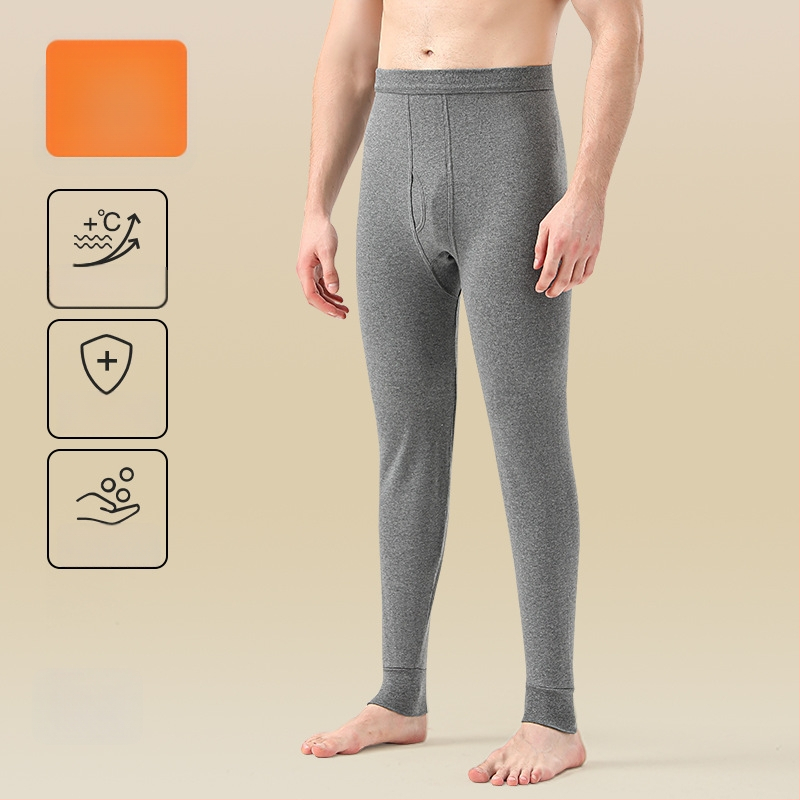 Férfi 100% pamutból készült termikus alsónadrág, fleece béléssel, karcsú szabás, meleg, vast anyag 201-250 g/m2