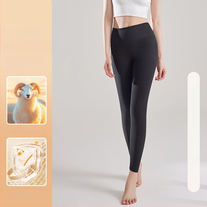 Moteriškos aukšto juosmens termo kelnaitės su fliso pamušalu, poliesterio pluoštas 90–95%, ekstra stora 351–400 g/m², be siūlių