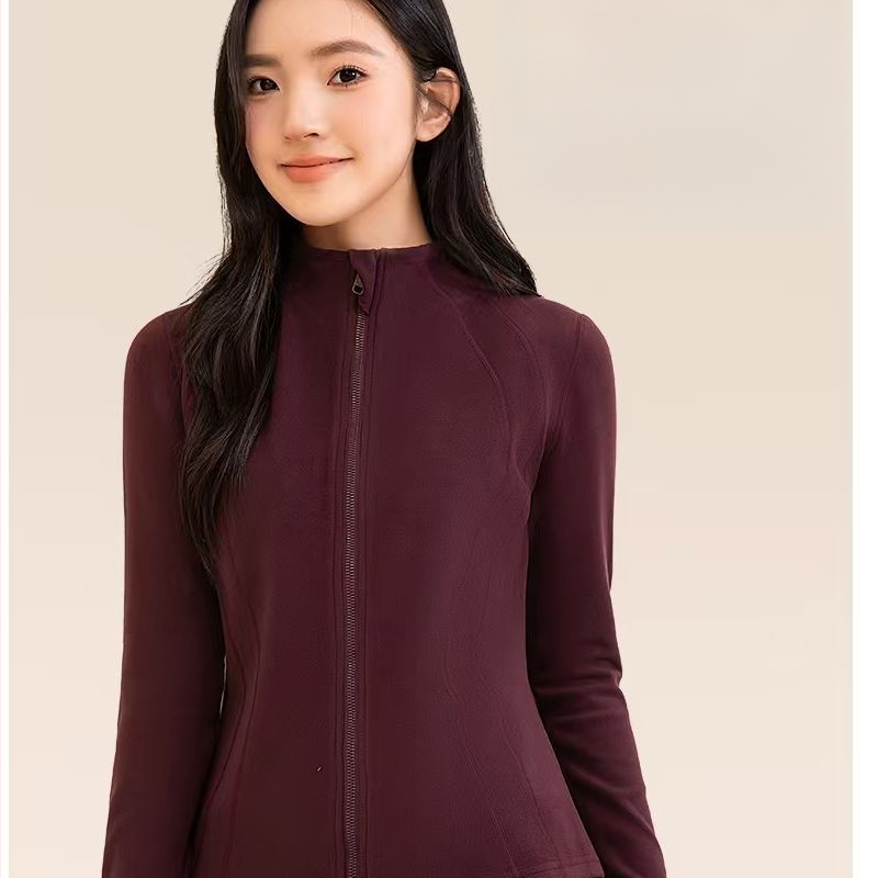 Женски висококачествен комплект за йога — кардиган с яка и дълги ръкави, от полиестерно влакно, панталони с висока талия и прави крачоли, две части