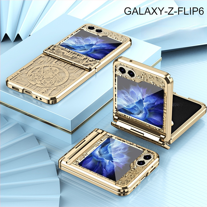 Samsung Galaxy Z Flip6 Ηλεκτροπλατιωμένη Θήκη Κινητού Με Γρανάζια Ρολογιού (Υλικό: PC, Διαδικασία: Ηλεκτροπλατίωση, Ανθεκτικό σε κραδασμούς, Ανθεκτικό στη φθορά, Αντι-αποτυπώματα)