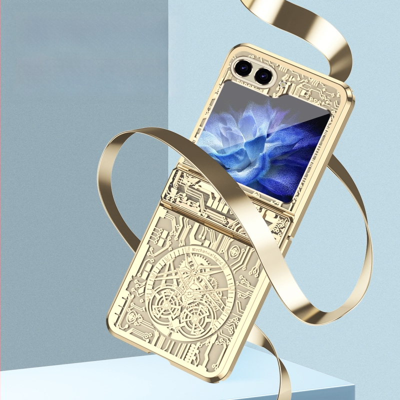 Samsung Galaxy Z Flip6 Ηλεκτροπλατιωμένη Θήκη Κινητού Με Γρανάζια Ρολογιού (Υλικό: PC, Διαδικασία: Ηλεκτροπλατίωση, Ανθεκτικό σε κραδασμούς, Ανθεκτικό στη φθορά, Αντι-αποτυπώματα)