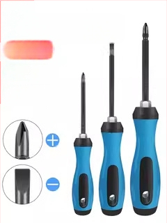 Deer Fairy Dviejų galvų atsuktuvų rinkinys: kryžminė (Phillips) ir plokščia galvutė, daugiafunkcis namų demontavimui ir remontui – anglies plienas