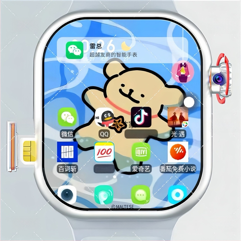 Έξυπνο ρολόι για ενήλικες και μαθητές με εφαρμογές προς λήψη, αναζήτηση ερωτήσεων, παιχνίδια με κάρτες και διπλό σύστημα Morse κώδικα (λουρί σιλικόνης, καντράν σε μορφή βαρελιού, Bluetooth)