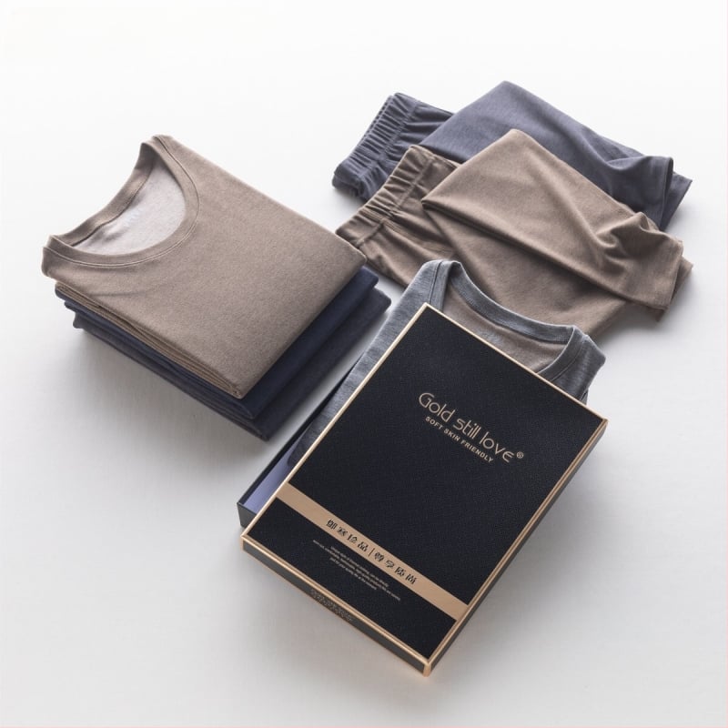 Jin Shangai 9880-2 muški tanak slim-fit termalni komplet, gornji dio s okruglim izrezom i hlače