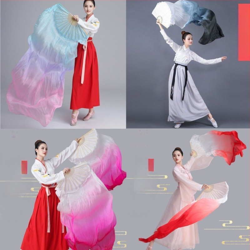 Копринено ветрило за квадратен танц с градиентен модел за танц Yangko (Марка: Unique; В наличност; Лято 2021)