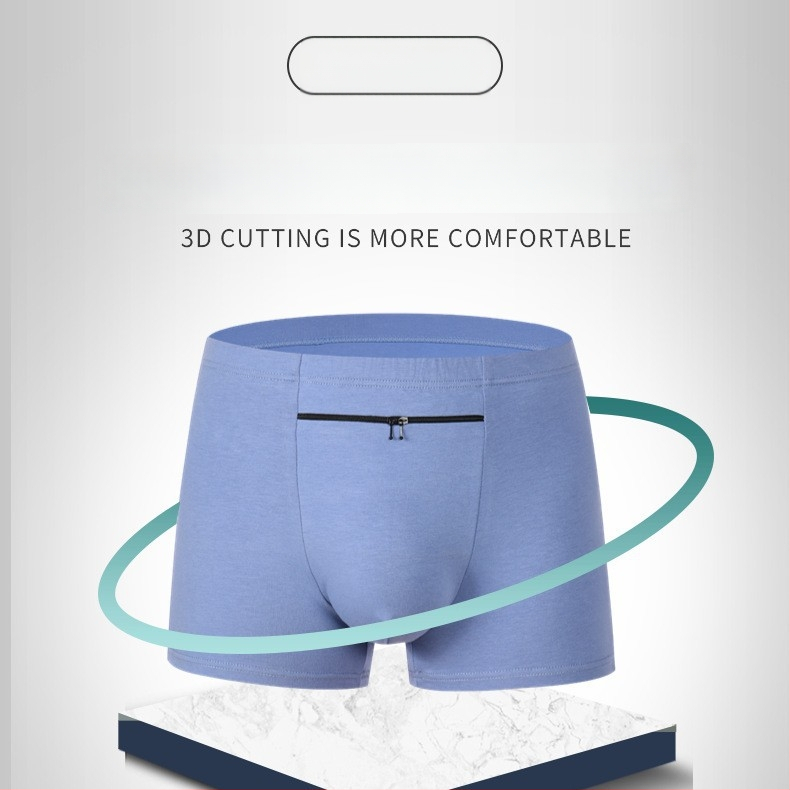 Meeste anti-kraapuv bokserid fläpp tasku ja topelt tõmblukkidega, hingav puuvillane trikotaaž, keskmine vöökoht, ühtlane muster, 90–95% puuvillasisaldus, kõigile aastaaegadele