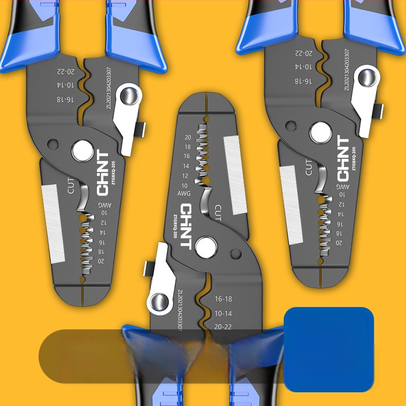 Chint Клещи за обелване на проводници – многофункционални професионални клещи за обелване, кримпване и рязане; Форма: клещи за обелване на проводник; Тегло: 0.11