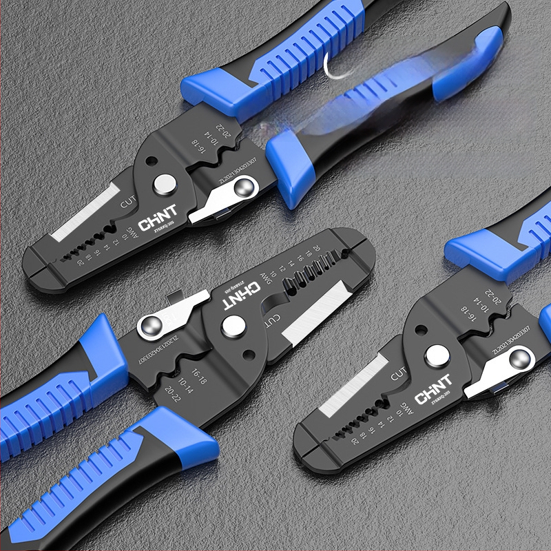 Chint Клещи за обелване на проводници – многофункционални професионални клещи за обелване, кримпване и рязане; Форма: клещи за обелване на проводник; Тегло: 0.11