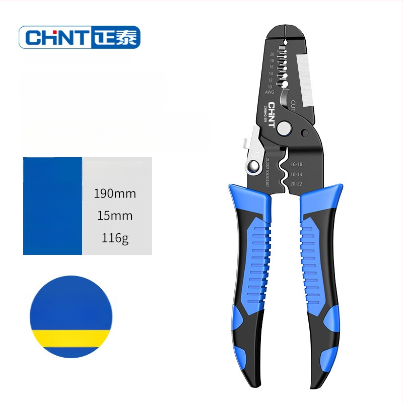 Chint Клещи за обелване на проводници – многофункционални професионални клещи за обелване, кримпване и рязане; Форма: клещи за обелване на проводник; Тегло: 0.11