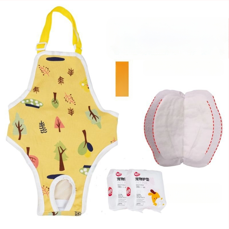 Пелени за женски кучета – копринен външен слой, подплата от зайча козина, средна талия, физиологични нужди