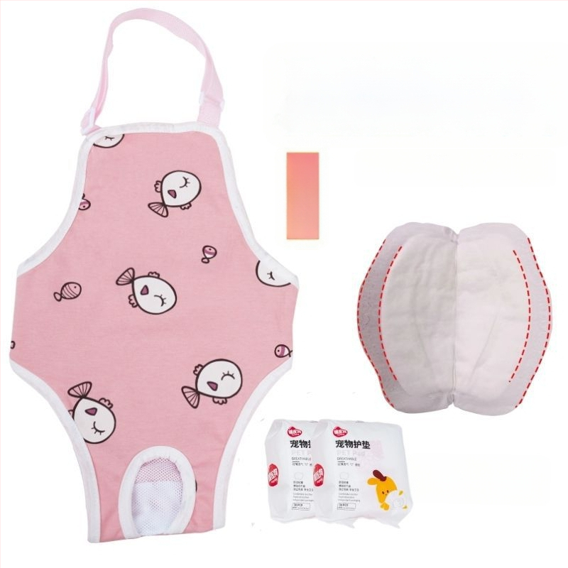 Пелени за женски кучета – копринен външен слой, подплата от зайча козина, средна талия, физиологични нужди