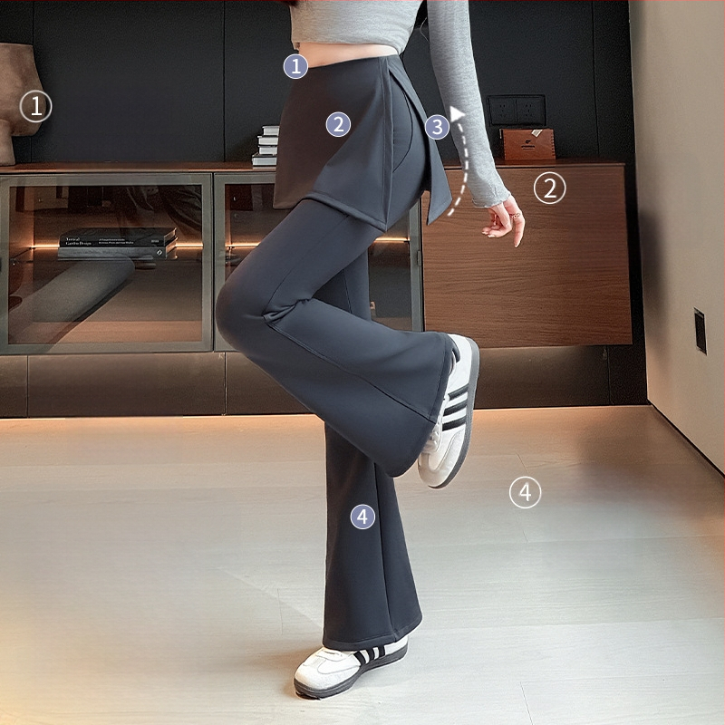 Pantalone za jogu s flis podstavom, lažni dvodijelni stil, debeli za jesen-zimu, vitka silueta, vanjski kompresijski legging