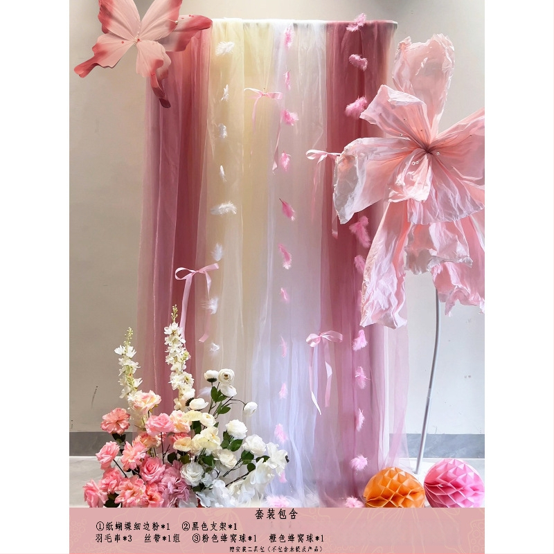 Розов комплект за декорация на сватбена стая – материал: прежда; за сватба; други сватбени принадлежности