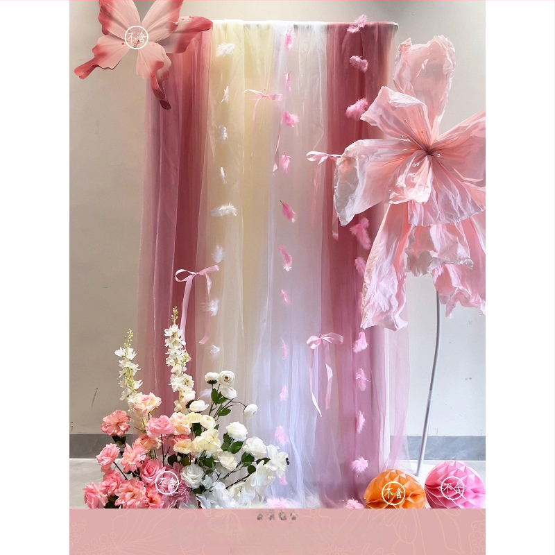 Розов комплект за декорация на сватбена стая – материал: прежда; за сватба; други сватбени принадлежности