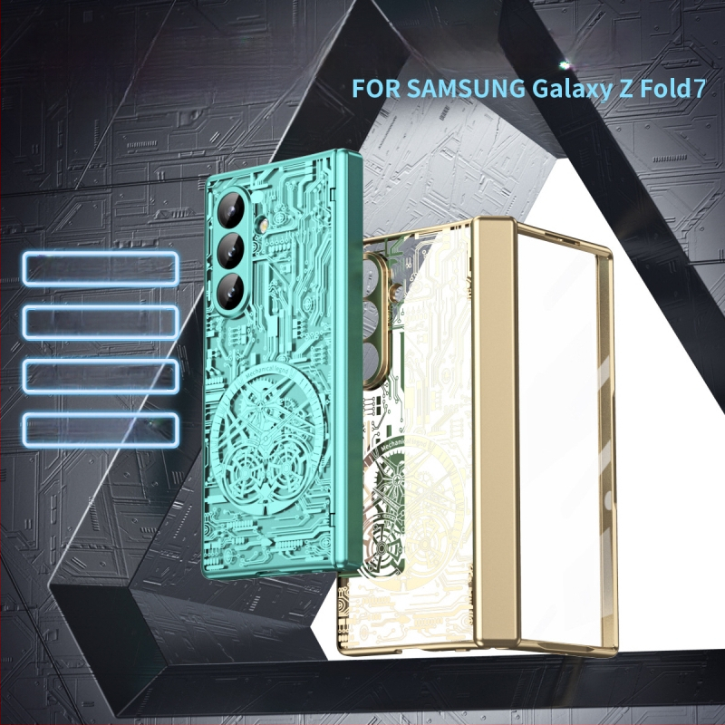 Samsung Galaxy Z Fold7 elektroplātēts mehāniskais viedtālruņa korpuss un pulksteņa aizsargkorpuss | Materiāls PC, Elektroplēšana, Šokam izturīgs, Magnētisks, Pretpirkstu nospiedumu