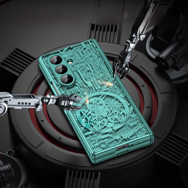 Samsung Galaxy Z Fold7 elektroplātēts mehāniskais viedtālruņa korpuss un pulksteņa aizsargkorpuss | Materiāls PC, Elektroplēšana, Šokam izturīgs, Magnētisks, Pretpirkstu nospiedumu