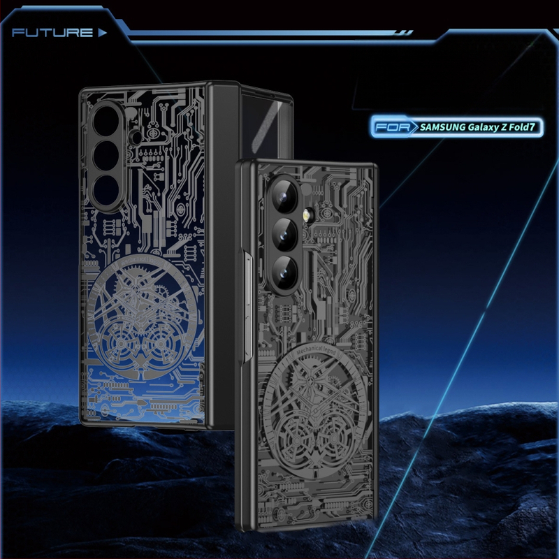 Samsung Galaxy Z Fold7 elektroplātēts mehāniskais viedtālruņa korpuss un pulksteņa aizsargkorpuss | Materiāls PC, Elektroplēšana, Šokam izturīgs, Magnētisks, Pretpirkstu nospiedumu