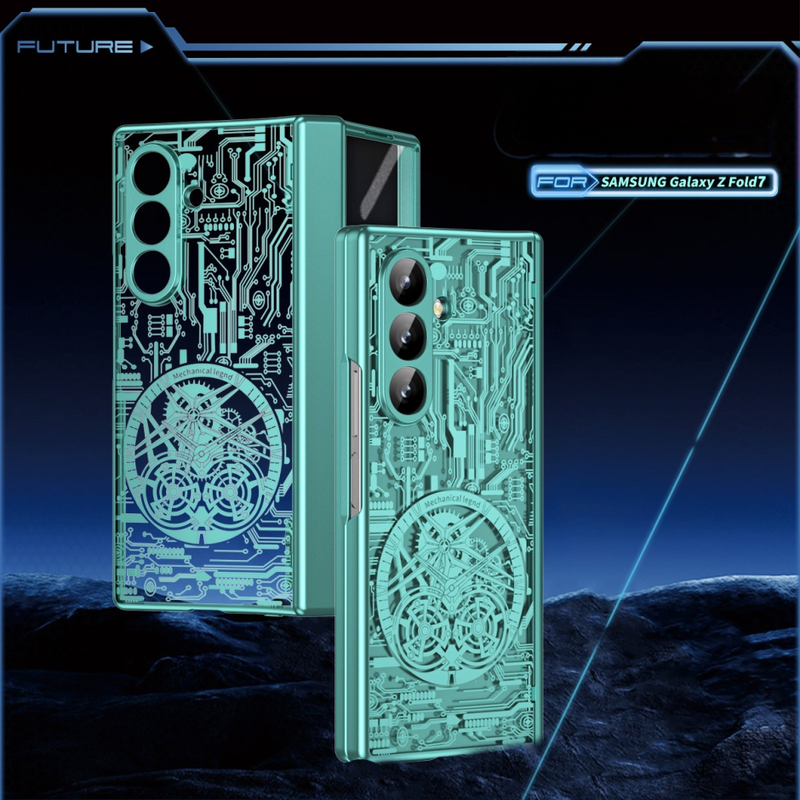 Samsung Galaxy Z Fold7 elektroplātēts mehāniskais viedtālruņa korpuss un pulksteņa aizsargkorpuss | Materiāls PC, Elektroplēšana, Šokam izturīgs, Magnētisks, Pretpirkstu nospiedumu