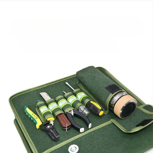 Платнена инструментална чанта, удебелена и износоустойчива, презрамка кръстосан стил, голям капацитет, за електрически и хардуерни задачи