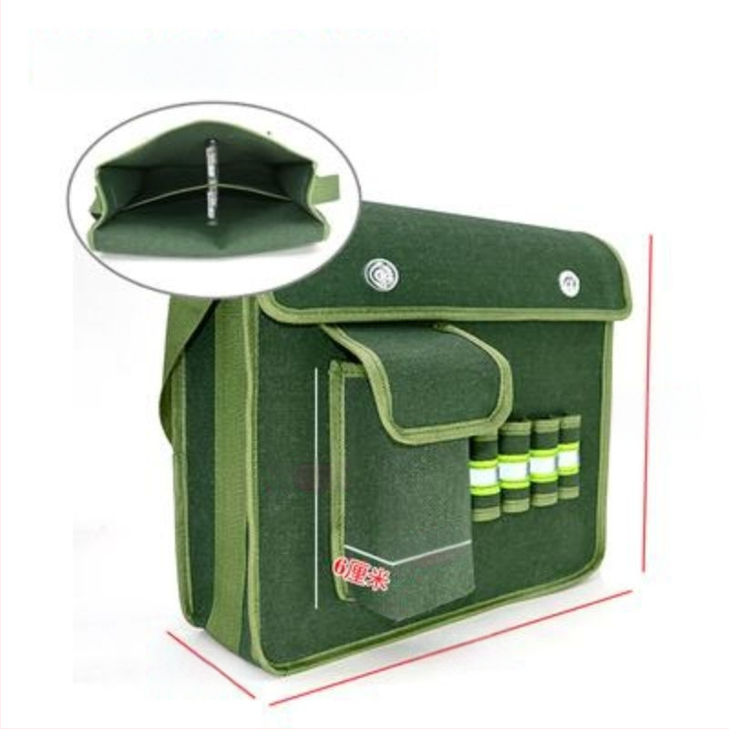 Платнена инструментална чанта, удебелена и износоустойчива, презрамка кръстосан стил, голям капацитет, за електрически и хардуерни задачи