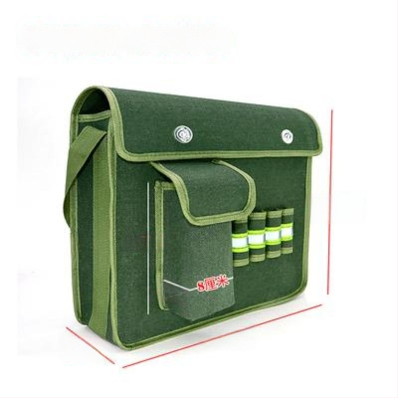 Платнена инструментална чанта, удебелена и износоустойчива, презрамка кръстосан стил, голям капацитет, за електрически и хардуерни задачи