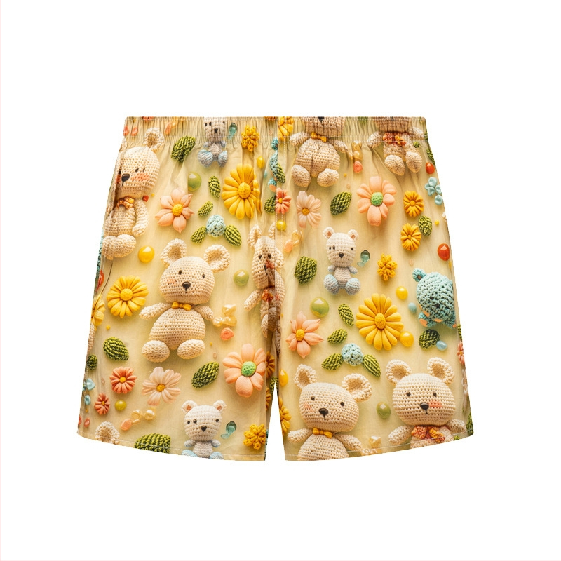 Muške bokserice od 100% pamuka s floralnim uzorkom, srednji pojas, labav kroj, prozračan