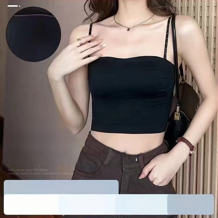 Pánt nélküli, varrás nélküli női melltartó levehető vállpántokkal, 3/4 kosár, nejlon anyag, lélegző