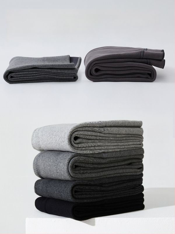 Bezšivne pamučne legice s fleece podstavom i prugastim uzorkom, duljina 9/10, debele, visoko elastične (pamuk-spandeks smjesa; pruge)