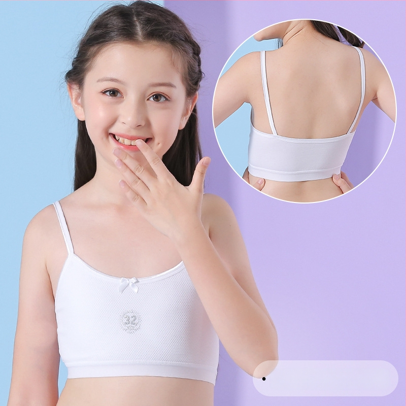 Pánt nélküli pamut melltartó tiniknek — lélegző, nedvességfelszívó, kényelmes; teljes kosár, vékony formázott kosár, 95% pamut