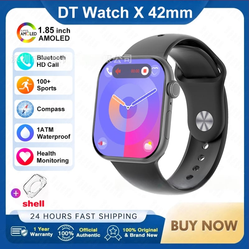 DT WATCH X mini έξυπνο ρολόι με κλήσεις Bluetooth, οθόνη AMOLED, κάσα από κράμα αλουμινίου, λουράκι σιλικόνης, συμβατό με Android