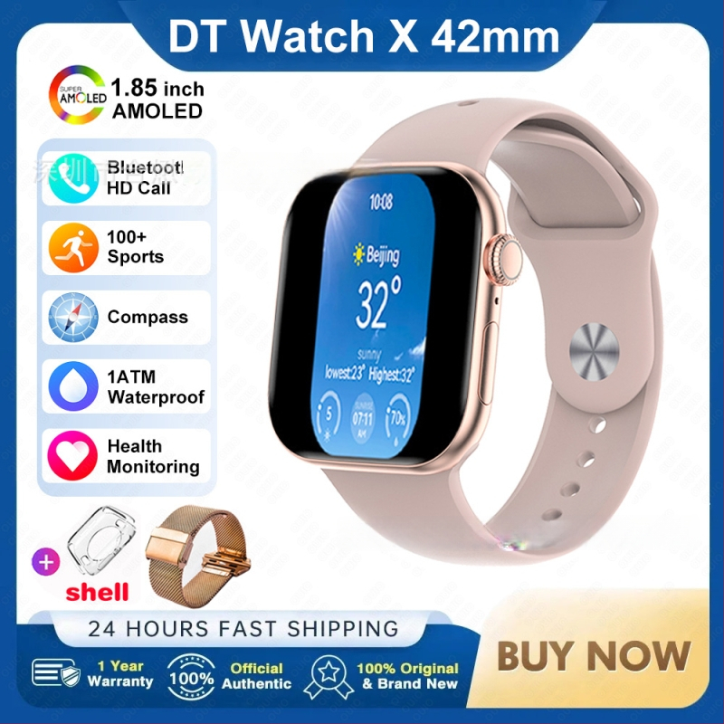 DT WATCH X mini έξυπνο ρολόι με κλήσεις Bluetooth, οθόνη AMOLED, κάσα από κράμα αλουμινίου, λουράκι σιλικόνης, συμβατό με Android