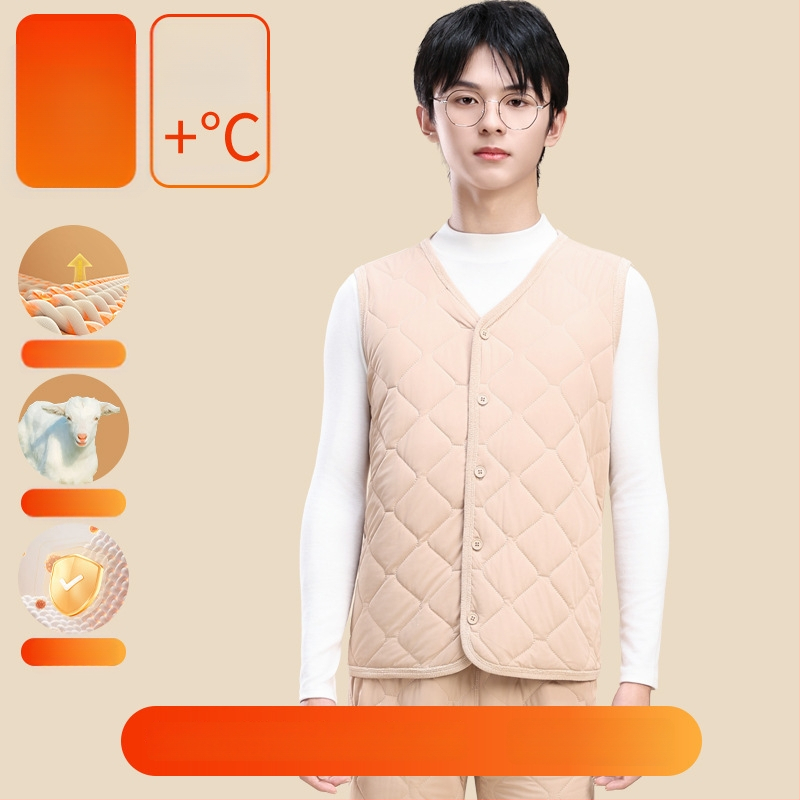 Unisex trodjelni set školskih uniform od ovčje vune: debeli kardigan s polugornim ovratnikom, prsluk i hlače, velur podstava, gustoća materijala 401–500 g/m2, uzrast 13–18 godina