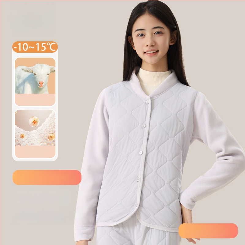 Unisex trodjelni set školskih uniform od ovčje vune: debeli kardigan s polugornim ovratnikom, prsluk i hlače, velur podstava, gustoća materijala 401–500 g/m2, uzrast 13–18 godina