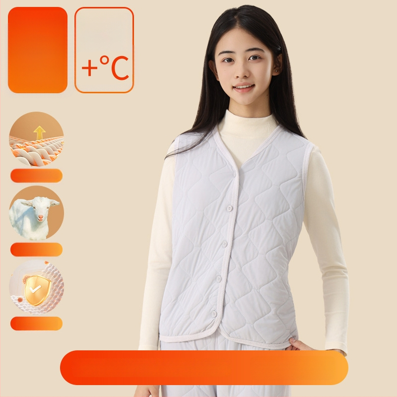 Unisex trodjelni set školskih uniform od ovčje vune: debeli kardigan s polugornim ovratnikom, prsluk i hlače, velur podstava, gustoća materijala 401–500 g/m2, uzrast 13–18 godina