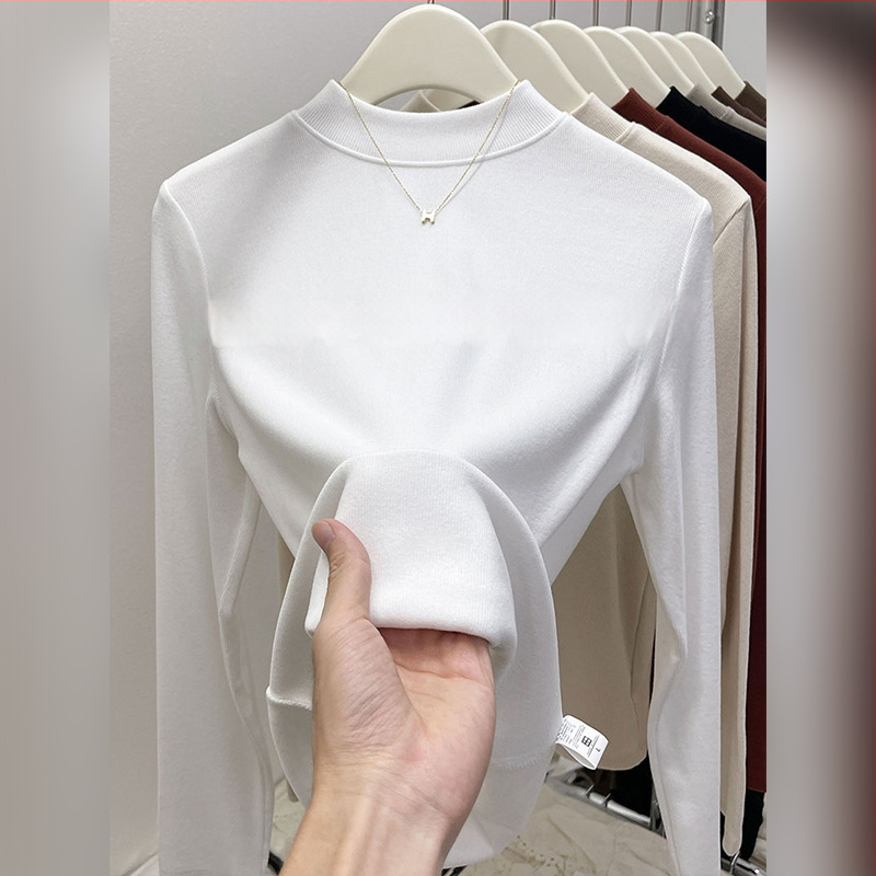 Modalinis pagrindinis topas su puse aukšto kaklo, ilgomis rankovėmis, laisvas kirpimas, žiema 2025