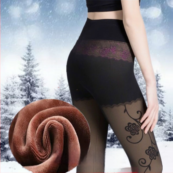 Женски зимни чорапогащи-леггинси от chenille със спандекс, висока еластичност, средна плътност, поддържат топлината