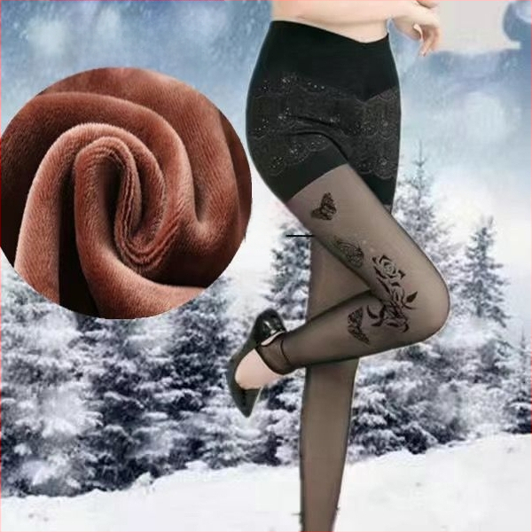 Женски зимни чорапогащи-леггинси от chenille със спандекс, висока еластичност, средна плътност, поддържат топлината
