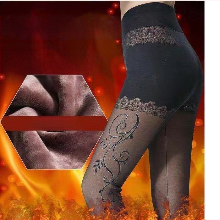 Женски зимни чорапогащи-леггинси от chenille със спандекс, висока еластичност, средна плътност, поддържат топлината