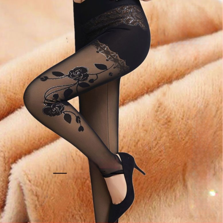 Женски зимни чорапогащи-леггинси от chenille със спандекс, висока еластичност, средна плътност, поддържат топлината