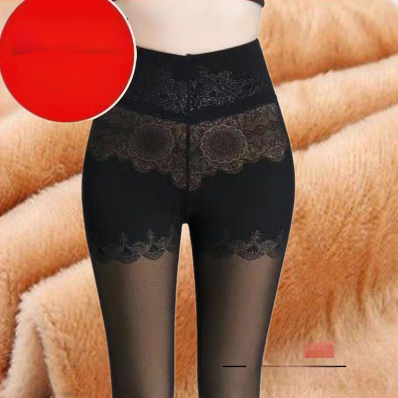 Женски зимни чорапогащи-леггинси от chenille със спандекс, висока еластичност, средна плътност, поддържат топлината