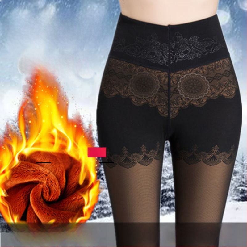 Женски зимни чорапогащи-леггинси от chenille със спандекс, висока еластичност, средна плътност, поддържат топлината