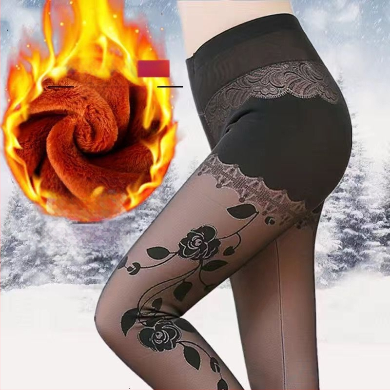 Женски зимни чорапогащи-леггинси от chenille със спандекс, висока еластичност, средна плътност, поддържат топлината