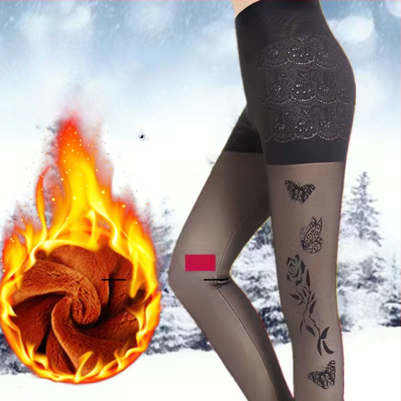 Женски зимни чорапогащи-леггинси от chenille със спандекс, висока еластичност, средна плътност, поддържат топлината