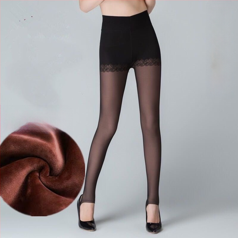 Женски зимни чорапогащи-леггинси от chenille със спандекс, висока еластичност, средна плътност, поддържат топлината