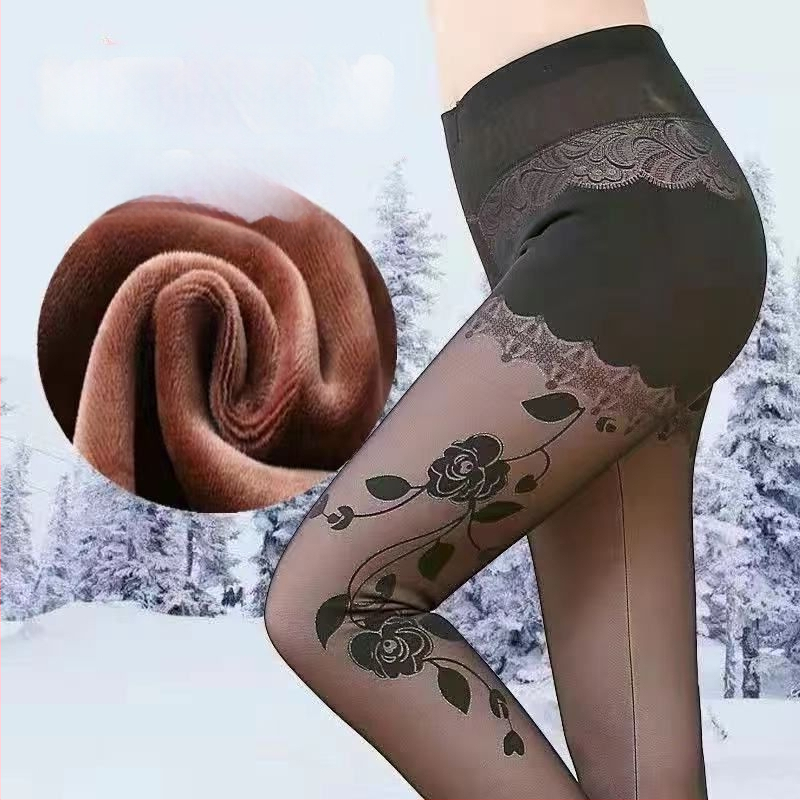 Женски зимни чорапогащи-леггинси от chenille със спандекс, висока еластичност, средна плътност, поддържат топлината