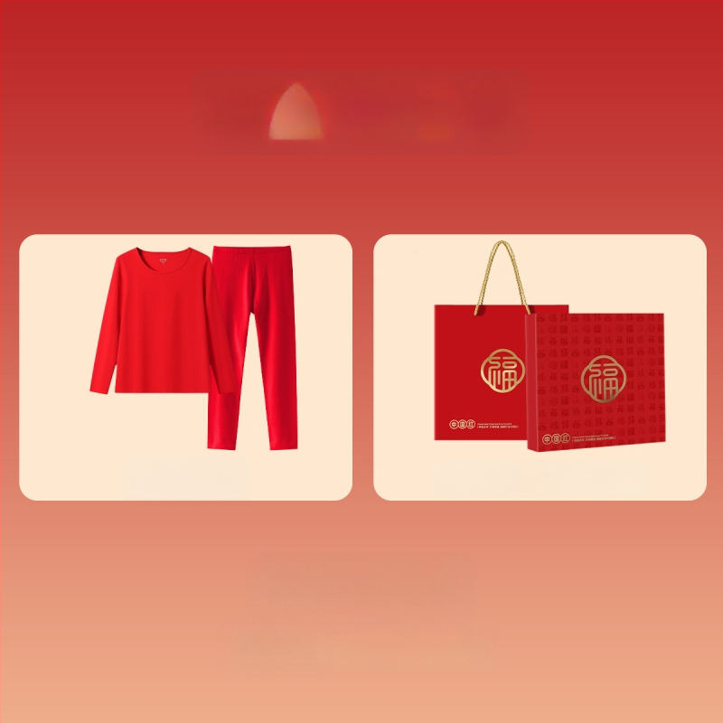 Unisex pamukasti termalni komplet, s fleksi podstavom, srednja debljina 181–200 g/m², gornji dio s okruglim izrezom i dugi rukav + hlače, porijeklo Suzhou, namijenjeno godini životinjskog znaka i svadbenim prilikama