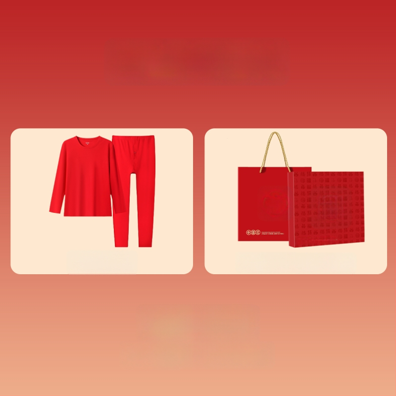 Unisex pamukasti termalni komplet, s fleksi podstavom, srednja debljina 181–200 g/m², gornji dio s okruglim izrezom i dugi rukav + hlače, porijeklo Suzhou, namijenjeno godini životinjskog znaka i svadbenim prilikama